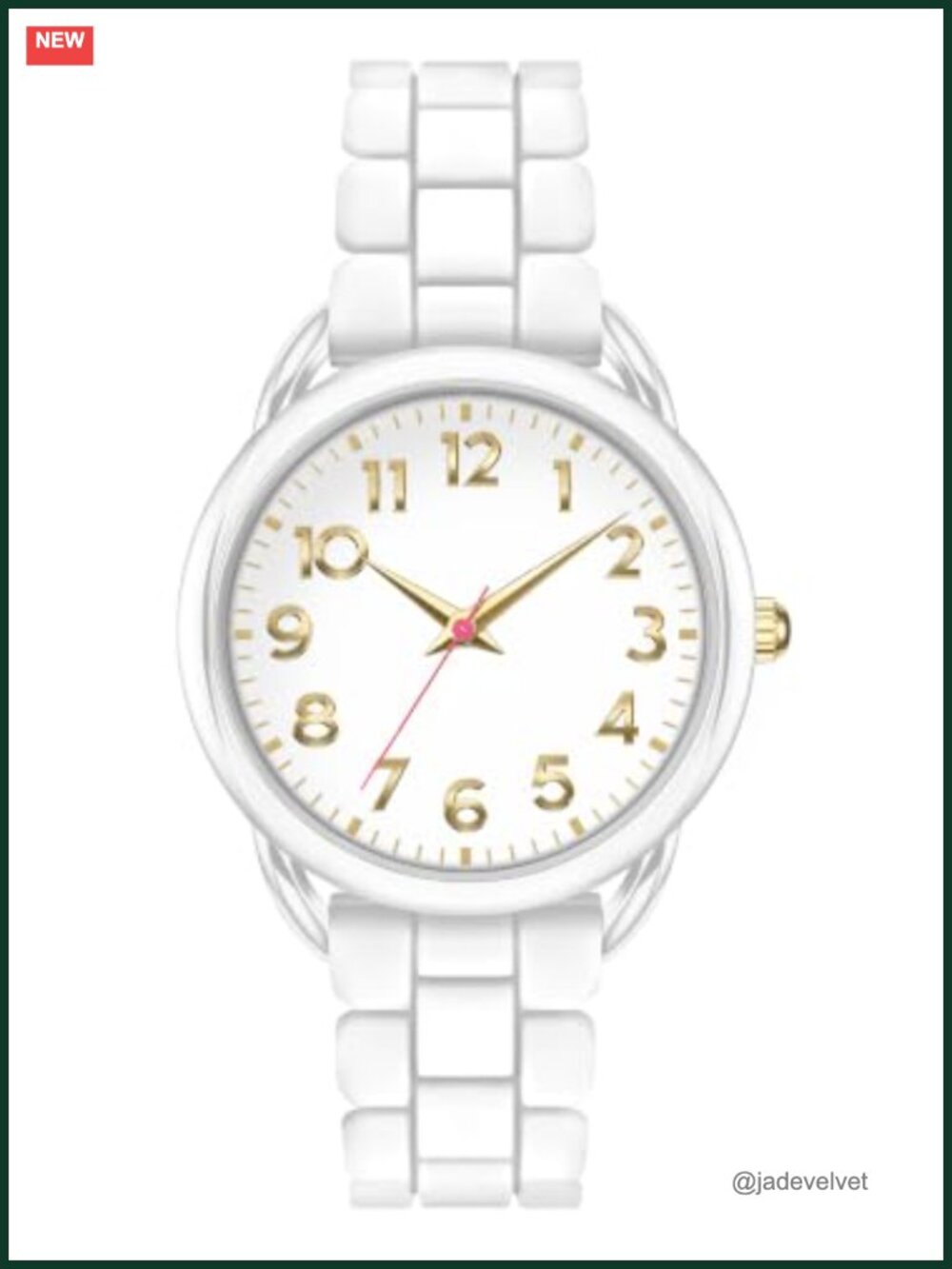 Large Numerals Analog Watch Silicone Strap Water Resistant Casual